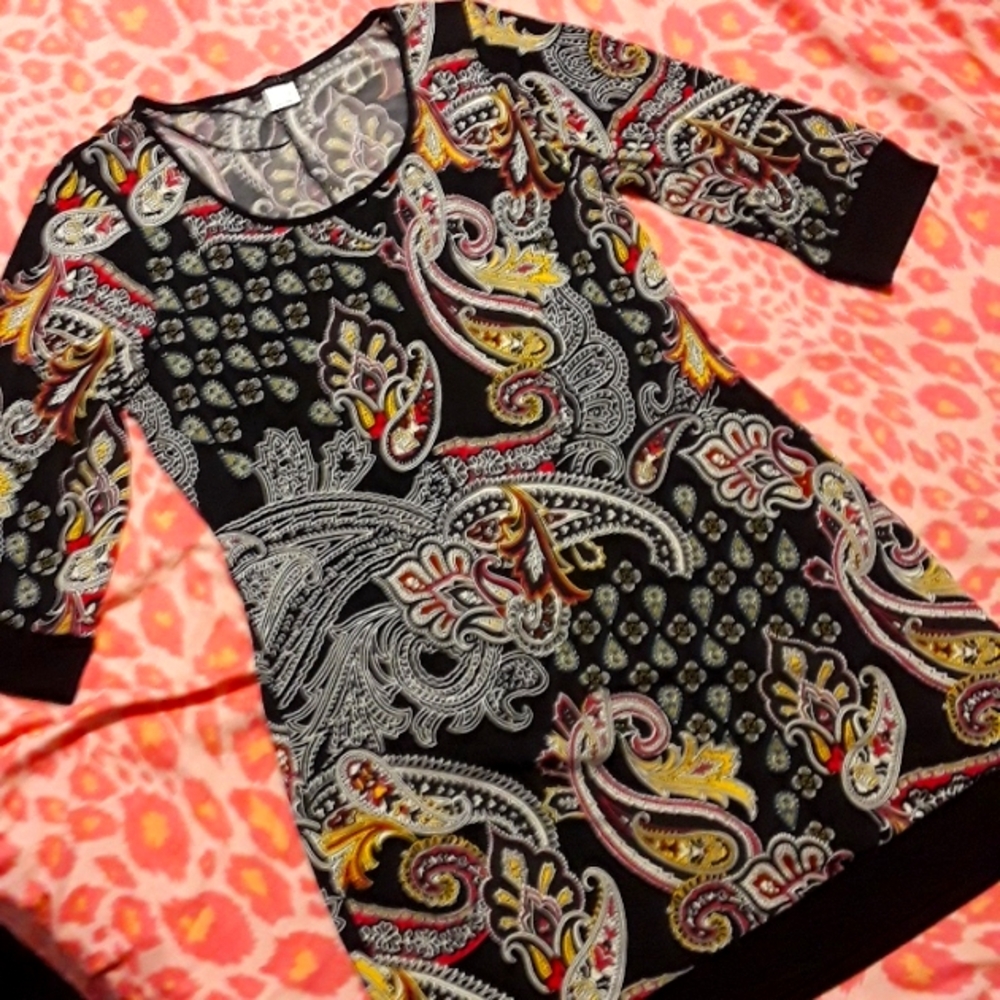 Paisley 3/4 sleeve tunic dress